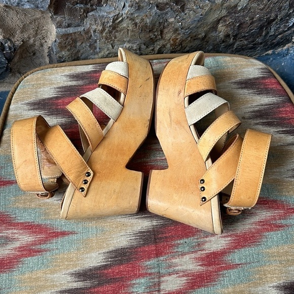RAG & BONE $395 Addington SANDALS Leather Wooden Platform HEELS Brown Sz 8 US - Picture 5 of 8